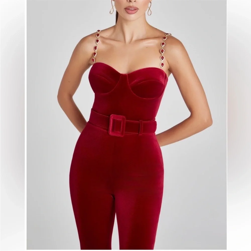 Nadine Merabi Velvet Harley Jumpsuit - Picture 3 of 9